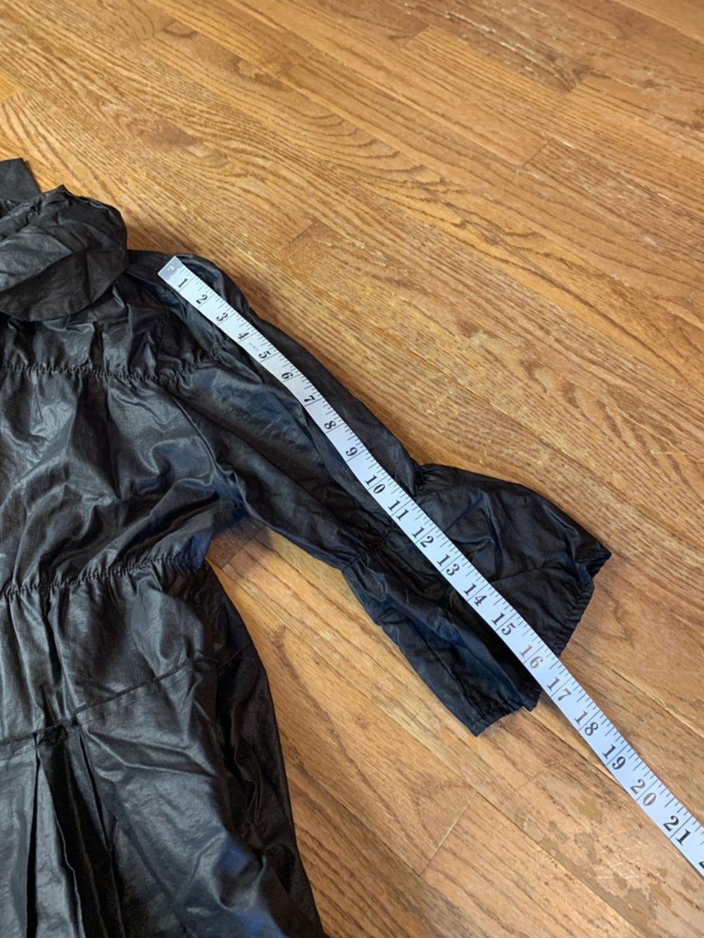 Poetry Clothing Black Taffeta Pleated Swing Jacket Coat Puff Collar - L - Picture 7 of 7